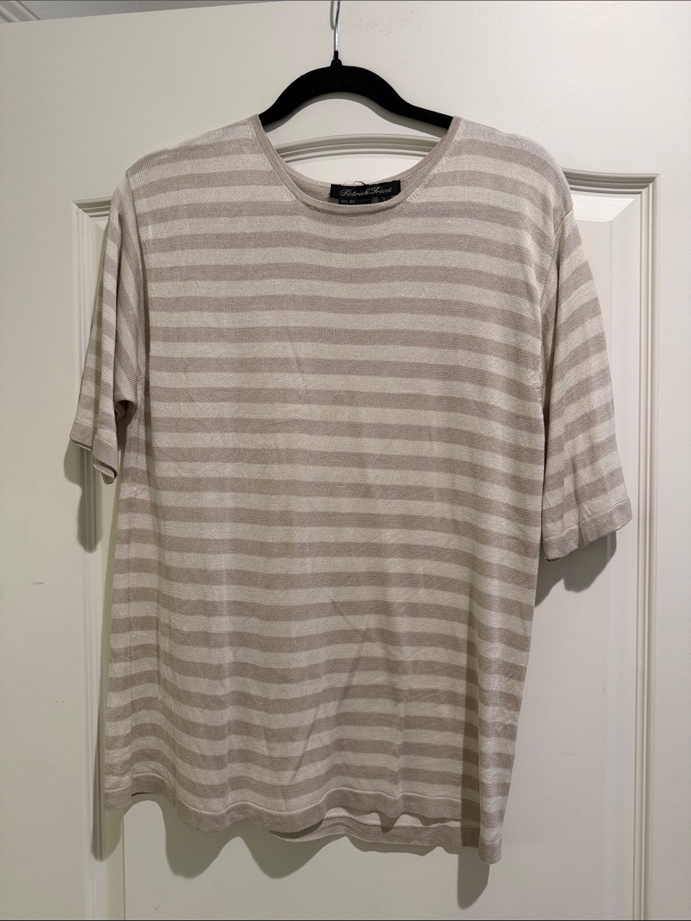 100% silk Patrick tricot shirt size large stripes